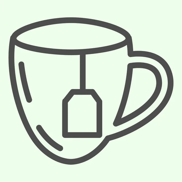 Icono de la línea de almuerzo. Taza de té con el pictograma del estilo del contorno de la bolsa de té sobre fondo blanco. Almuerzo de negocios para concepto móvil y diseño web. Gráficos vectoriales . — Vector de stock