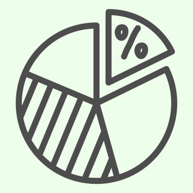 Dairesel diyagram çizgisi simgesi. Beyaz arkaplanda yüzde işareti olan turta grafiği. Mobil konsept ve web tasarımı için daire işi ya da okul sunumu. Vektör grafikleri.