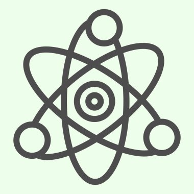 Bilim çizgisi simgesi. Atom, elektron sembolü beyaz arkaplanda resim çizimi. Mobil konsept ve web tasarımı için okul kimyası ve eğitim işaretleri. Vektör grafikleri.