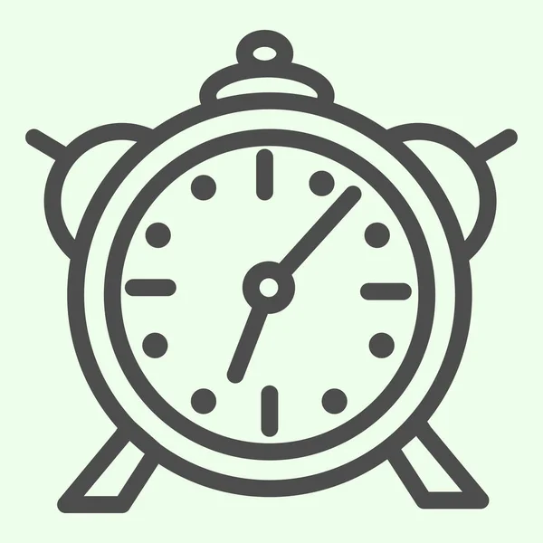Icono de línea de reloj de alarma. Clásico pictograma de estilo de contorno de reloj de mesa retro sobre fondo blanco. Mañana despierta reloj para el concepto móvil y el diseño web. Gráficos vectoriales . — Vector de stock
