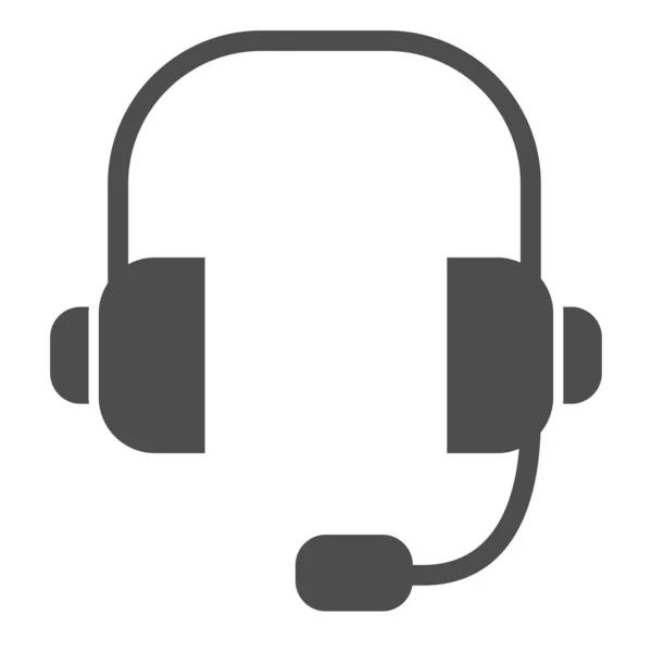 Headphones ícone sólido. Fones de ouvido com microfone, símbolo de suporte pessoal, pictograma estilo glifo no fundo branco. Sinal multimídia para conceito móvel e web design. Gráficos vetoriais . — Vetor de Stock