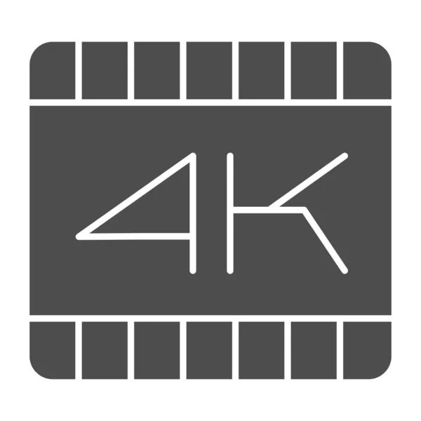 4k dimension film ram fast ikon. Ultra hög videokvalitet förlängning symbol, glyf stil piktogram på vit bakgrund. Multimediatecken för mobilt koncept eller webbdesign. Vektorgrafik. — Stock vektor