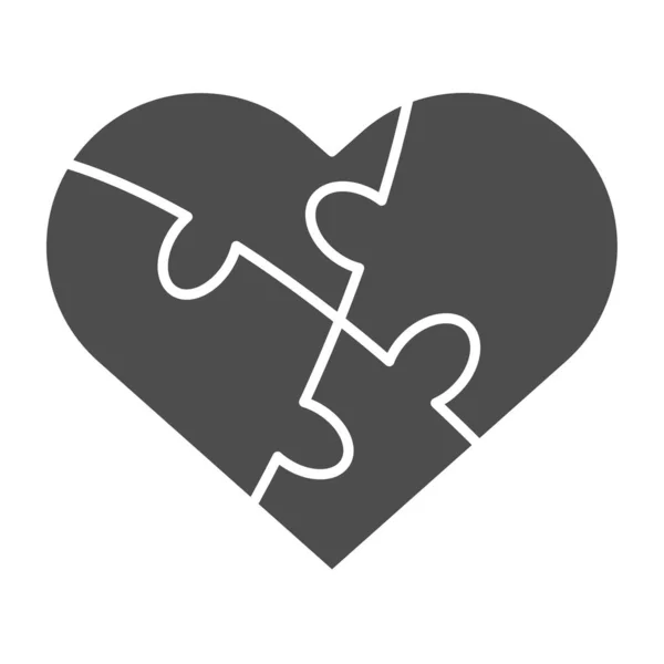 Мозаика любовь головоломка твердая икона. Символ в форме сердца, пиктограмма в стиле глифа на белом фоне. Знак отношений для мобильной концепции и веб-дизайна. Векторная графика . — стоковый вектор