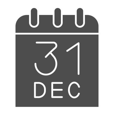 Takvim tarihi tam simgesi. 31 Aralık sembollü takvim sayfası, beyaz arkaplanda kabartma biçiminde resim. Mobil konsept ya da web tasarımı için Noel ya da tatil tabelası. Vektör grafikleri.