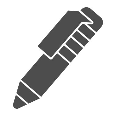 İşaretleyici kalem katı simgesi. Beyaz arkaplanda araç sembolü, kabartma biçiminde resim yazılıyor. Mobil konsept ve web tasarımı için ofis ya da heykel ögesi işareti. Vektör grafikleri.