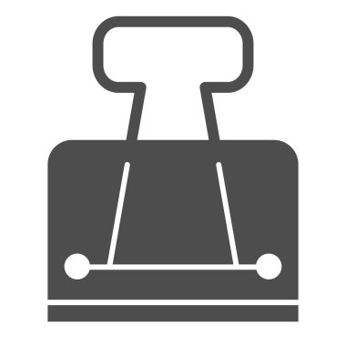 Bağlayıcı klipsli simge. Metalik klemp sembolü, beyaz arkaplanda glifli resim. Mobil konsept ve web tasarımı için ofis ya da kırtasiye öğesi işareti. Vektör grafikleri.