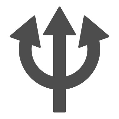 Üç çatallı katı simge. Şeytan yabası, kötü çatal işareti. Cadılar Bayramı parti vektör tasarımı konsepti, beyaz arkaplanda glyph biçimi pictogram.