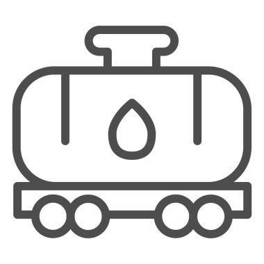 Tank vagonu ikonu. Kimyasal yakıt vagonu. Petrol endüstrisi vektör tasarımı konsepti, beyaz arkaplanda taslak biçim piktogramı.