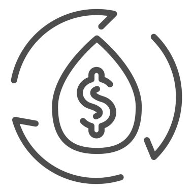 Dolar işareti ve ok çizgisi simgesiyle bırak. Benzin ya da yakıt fiyatıyla şekillendirilmiş. Petrol endüstrisi vektör tasarımı konsepti, beyaz arkaplanda taslak biçim piktogramı.