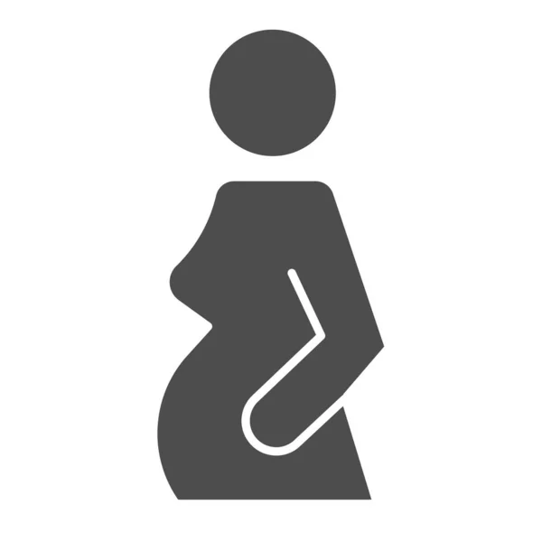 Femme enceinte attend bébé icône solide. Femme symbole de grossesse, pictogramme de style glyphe sur fond blanc. Signe de relation pour concept mobile et web design. Graphiques vectoriels . — Image vectorielle