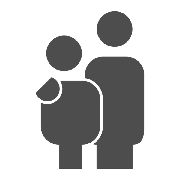 Батько і син дружби тверда ікона. Захист тата і символ догляду за дітьми, піктограма стилю гліфів на білому тлі. Знак стосунків для мобільних концепцій та веб-дизайну. Векторна графіка . — стоковий вектор