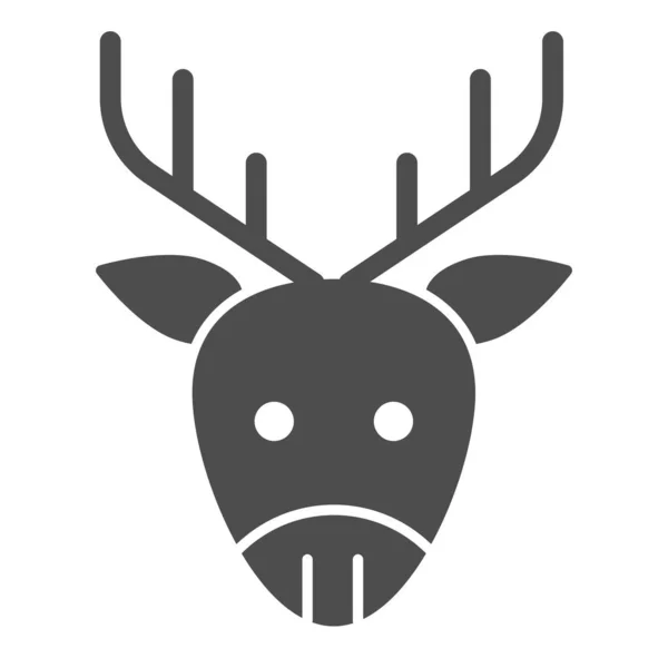 Geyik kafası simgesi. Orman boynuzlu hayvan yüzü sembolü, beyaz arka planda glifli resim. Mobil konsept ve web tasarımı için Noel tabelası. Vektör grafikleri. — Stok Vektör