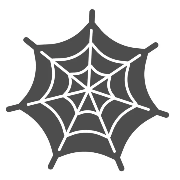 Icono sólido de la tela Spider. Malla casa insecto miedo. Concepto de diseño de vectores de fiesta de Halloween, pictograma estilo glifo sobre fondo blanco . — Vector de stock