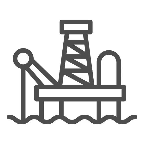 Піктограма виробничої лінії палива. Нафтова вежа в морі, видобуток газу. Концепція векторного дизайну нафтової промисловості, контурна піктограма стилю на білому тлі . — стоковий вектор