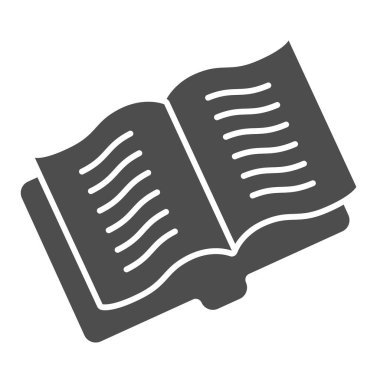 Eğitimsel not defteri açık simgesi. Egzersiz kitabı ya da dergi. Beyaz arkaplanda edebiyat konusu vektör tasarımı konsepti, glyph biçimi pictogram.