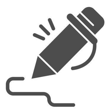 Katı kalem simgesi. Kalem imzalama, resim yazma. Okul vektör tasarımı konsepti, beyaz arkaplan üzerindeki glyph biçimi pictogram.