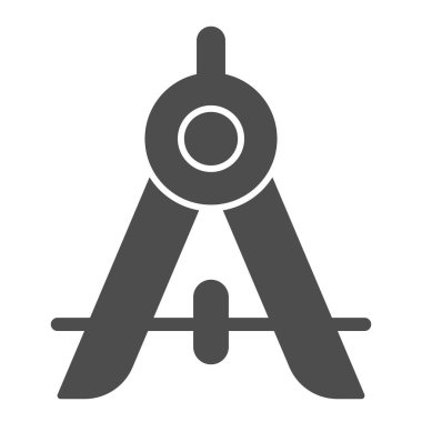 Pusula ayırıcı simgesi. Okul enstrümanı daire çizmek için. Geometri konusu vektör tasarımı konsepti, beyaz arkaplanda glyph biçimi pictogram.