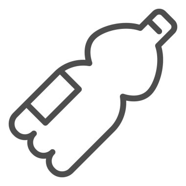 Şişe çizgisi simgesi. Sıvılar için ambalaj. Plastik ürünler tasarım konsepti, beyaz arka planda taslak biçim piktogramı, web ve uygulama için kullanım. Eps 10.