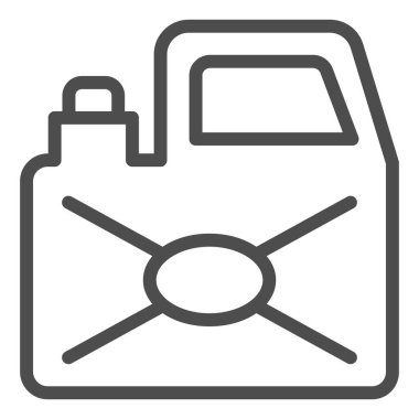 Kutu simge hattı oluşturabilir. Yakıt ve yağ için konteynır. Plastik ürünler tasarım konsepti, beyaz arka planda taslak biçim piktogramı, web ve uygulama için kullanım. Eps 10.