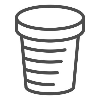 Kupa sırası ve sağlam bir ikon. Sıcak su için çay ya da kahve fincanı. Plastik ürünler tasarım konsepti, beyaz arka planda taslak biçim piktogramı, web ve uygulama için kullanım. Eps 10.