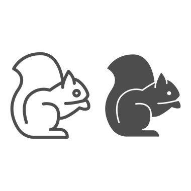 Sincap hattı ve katı bir ikon. Oturan orman hayvanı, basit bir siluet. Hayvanlar için vektör tasarımı konsepti, beyaz arka planda taslak biçim piktogramı, web ve uygulama için kullanım. Eps 10.