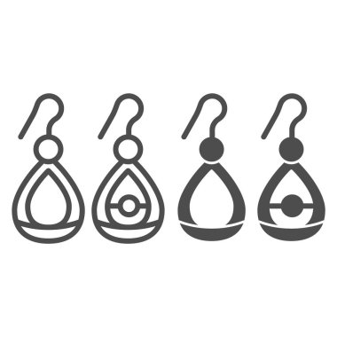 Küpe çizgisi ve sembol. Kulak mücevheri çizimi beyaza izole edilmiş. Takı tasarımı, web ve uygulama için tasarlanmış. Eps 10.