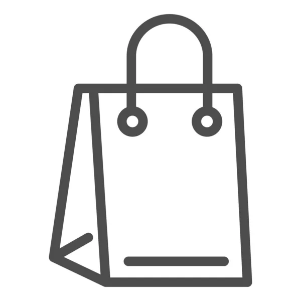 Ikona řádku tašky. Polyetylénový obal s rukojetěmi pro nakupování. Plastové výrobky design koncept, obrys styl piktogram na bílém pozadí, použití pro web a aplikaci. Eps 10. — Stockový vektor