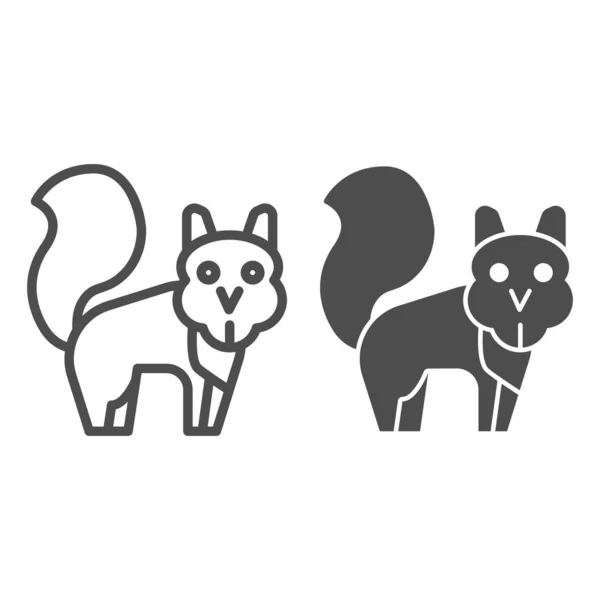 Eekhoornlijn en stevig icoon. Marmot eenvoudig silhouet, staande en kijkend naar je. Dieren vector ontwerp concept, schema stijl pictogram op witte achtergrond, gebruik voor web en app. Eps 10. — Stockvector