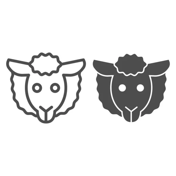 Linha de cabeça de ovelha e ícone sólido. símbolo de cara de ovelha mínima, cordeiro de fazenda. Conceito de design de vetor de animais, pictograma de estilo de esboço em fundo branco, uso para web e aplicativo. Eps 10 . —  Vetores de Stock