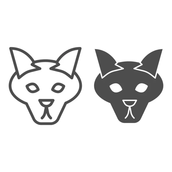 Linha de cabeça de lobo e ícone sólido. Coiote, cara de animal selvagem, silhueta simples. Conceito de design de vetor de animais, pictograma de estilo de esboço em fundo branco, uso para web e aplicativo. Eps 10 . —  Vetores de Stock