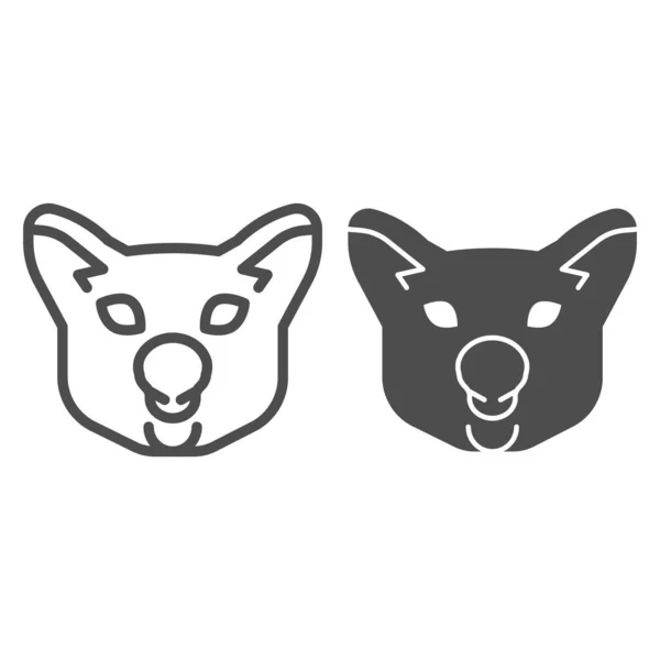 Linha de cabeça Koala e ícone sólido. Silhueta de cara de animal simples bonito. Conceito de design de vetor de animais, pictograma de estilo de esboço em fundo branco, uso para web e aplicativo. Eps 10 . —  Vetores de Stock