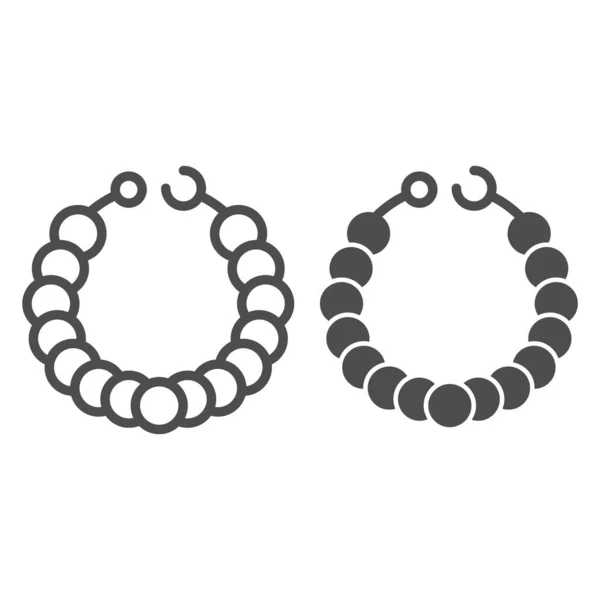 Línea de collar de perlas e icono de glifo. Collar en la ilustración del vector del maniquí aislado en blanco. Diseño de estilo de esquema de joyería, diseñado para la web y la aplicación. Eps 10 . — Vector de stock
