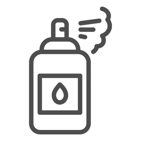 Antibakteriell sprayikon. Antiseptiskt virus händer vård skissera stil piktogram på vit bakgrund. Hand saneringsmedel desinficeringsskylt för mobila koncept och webbdesign. Vektorgrafik. — Stock vektor