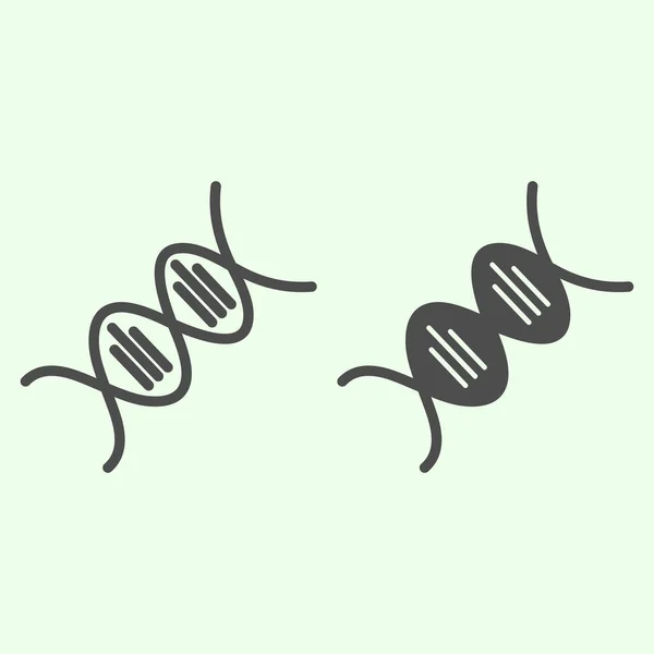 Línea de molécula DNK e icono sólido. Estructura científica de un elemento de ADN delinear pictograma estilo sobre fondo blanco. Signos de química y medicina para el concepto móvil y el diseño web. Gráficos vectoriales . — Archivo Imágenes Vectoriales