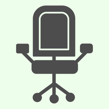 Ofis koltuğu sağlam bir ikon. Beyaz arka planda rahat iş mobilyaları kabartma tarzı piktogramı olan koltuklar. Mobil konsept ve web tasarımı için ofis şefi koltuğu. Vektör grafikleri.