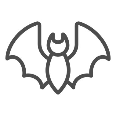 Covid-19 yarasa hattı ikonu. Coronavirus enfeksiyonu beyaz arka planda ana hatlı resim çizgisi şeklinde bir sembol yaydı. Seyyar konsept ve web tasarımı için bulaşıcı küçük vahşi hayvan işareti. Vektör grafikleri.