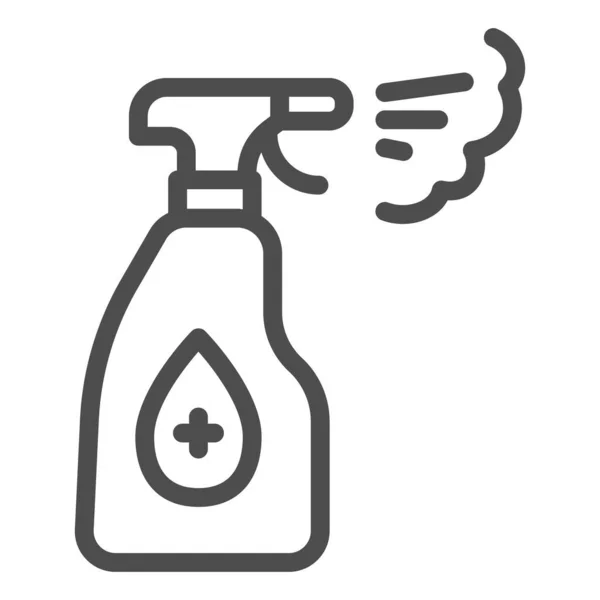 Antiseptic medical spray line icon. Hands sanitizer with cross outline style pictogram on white background. Hand hygiene and disinfection sign mobile concept and web design. Vector graphics. — Stock Vector
