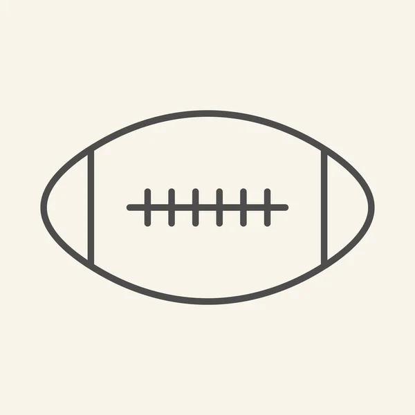 Rugby-Ball-Ikone auf dünner Linie. American Football Spiel Umriss Stil Piktogramm auf beigem Hintergrund. Rugbyzeichen für mobiles Konzept und Webdesign. Vektorgrafik. — Stockvektor