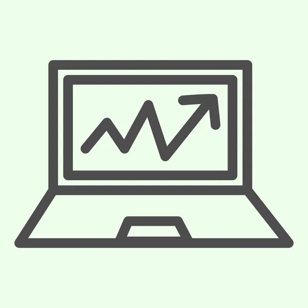 Εικονίδιο γραμμής γραφήματος υπολογιστή. Αναλυτικό ή στατιστικό διάγραμμα στην οθόνη περίγραμμα στυλ εικονόγραμμα σε λευκό φόντο. Τεχνολογικά σήματα για mobile concept και web design. Διανυσματικά γραφικά. — Διανυσματικό Αρχείο