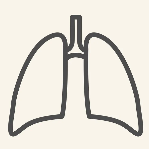 肺のラインアイコン。白い背景に人間の臓器アウトラインスタイルのピクトグラム。モバイルコンセプトとウェブデザインのための呼吸肺の健康。ベクトルグラフィックス. — ストックベクタ