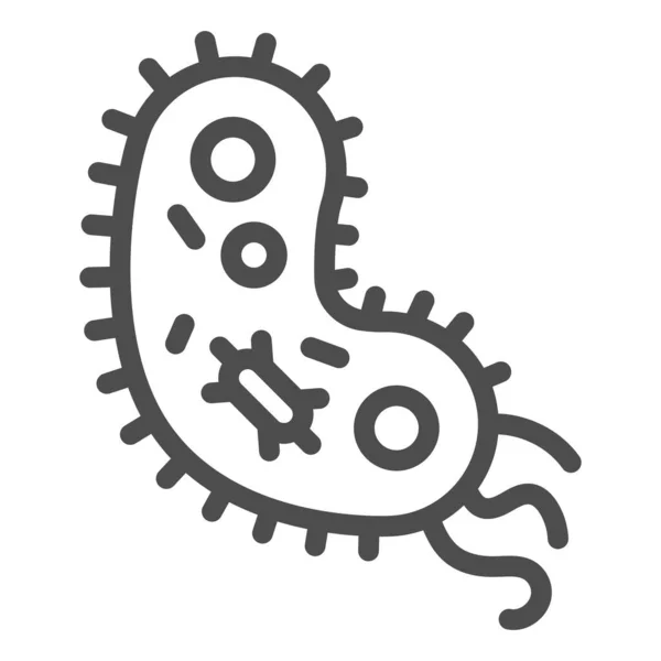 Icône de ligne de micro-organisme viral. Les bactéries dangereuses décrivent le pictogramme de style sur fond blanc. Corona Virus signes de pneumonie pour concept mobile et web design. Graphiques vectoriels . — Image vectorielle