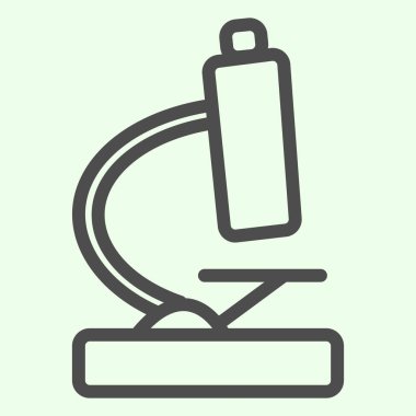 Mikroskop çizgisi simgesi. Beyaz arka planda biyoloji laboratuvarı taslak resim çizimi. Mobil konsept ve web tasarımı için kimya ve mikrobiyoloji ekipmanları. Vektör grafikleri.