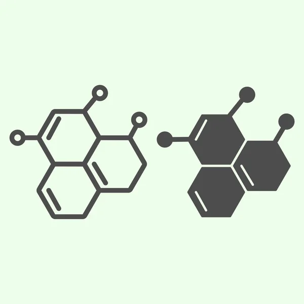 Línea de fórmula química e icono sólido. Estructura atómica y moléculas delinean el pictograma de estilo sobre fondo blanco. Signos de ciencia y educación para el concepto móvil y el diseño web. Gráficos vectoriales . — Vector de stock