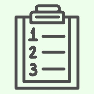 Plan listesi simgesi. Pano ana hatları üzerinde sıralama numaraları olan kontrol listesi beyaz arkaplanda resim çizimi. Mobil konsept ve web tasarımı için numaralandırılmış. Vektör grafikleri.