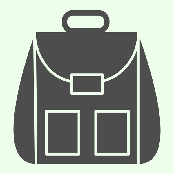 Ícone sólido mochila. Estudante pessoal escola saco estilo glifo pictograma em fundo branco Bolsa escolar ou daypack para conceito móvel e web design. Gráficos vetoriais . —  Vetores de Stock