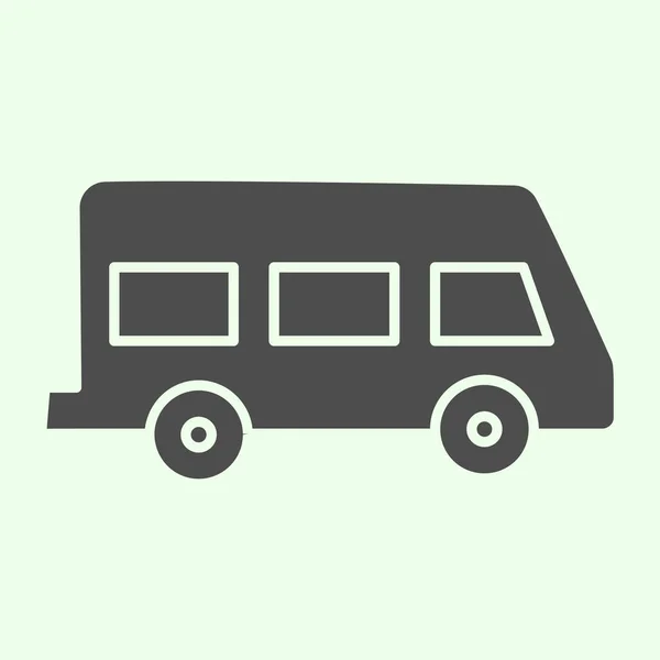 Icono sólido del autobús escolar. Minivan retro o pictograma estilo glifo minibús sobre fondo blanco. Camioneta escolar para estudiantes o transporte de alumnos para concepto móvil y diseño web. Gráficos vectoriales . — Vector de stock