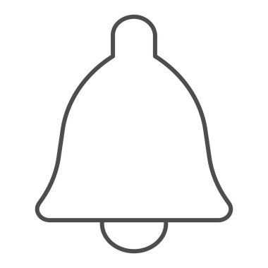 Çan uyarı çizgisi simgesi. Alarm iletisi ya da bildirim ses sembolü, beyaz arkaplanda ana hatlı resim çizimi. Mobil konsept ve web tasarımı için çokluortam ögesi işareti. Vektör grafikleri.