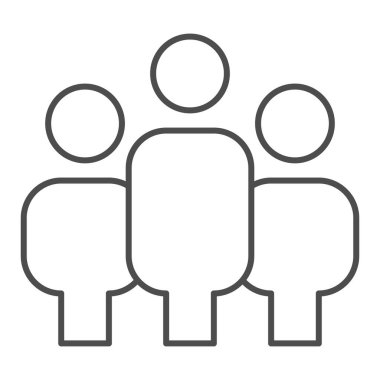 Bir sürü insan ince çizgi ikonu. Aile ya da iş ekibi, üç kişi sembolü, beyaz arka planda ana hatlı resim. Mobil konsept ve web tasarımı için ilişki işareti. Vektör grafikleri.