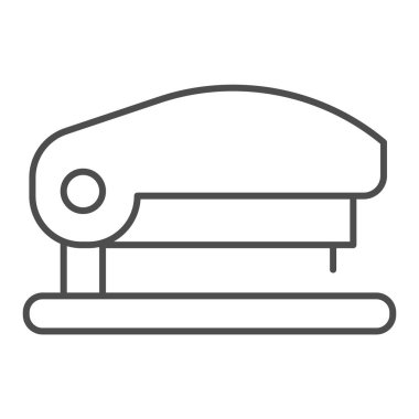 Zımba ince çizgi ikonu. Belge sayfaları simgesini bağlama aracı, beyaz arkaplanda taslak biçiminde pictogram. Mobil konsept ve web tasarımı için kırtasiye malzemesi işareti. Vektör grafikleri.