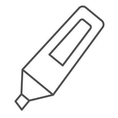 İnce çizgi simgesi. Vurgulanmış su geçirmez kalem sembolü, beyaz arkaplanda ana hatlı resim. Mobil konsept ve web tasarımı için ofis ya da kırtasiye öğesi işareti. Vektör grafikleri.